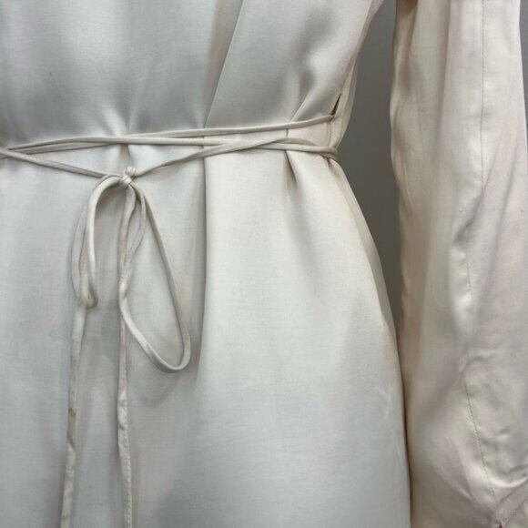 Zara Women’s XS Off White Draped Satin Wrap Blazer Dress Belted Long Sleeve Midi - Picture 5 of 15